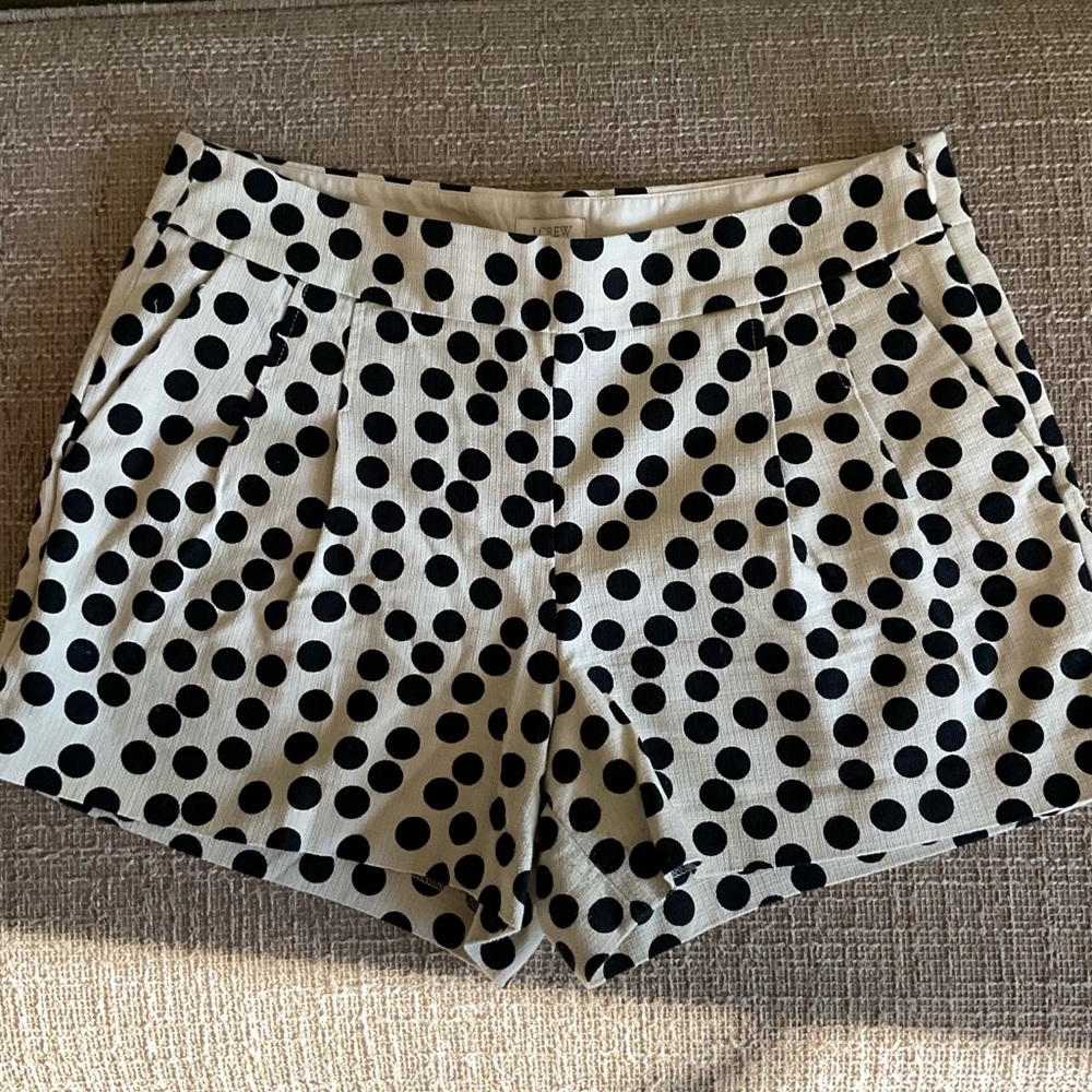 J. Crew Cream and Black Polka Dot High Waist Shorts
